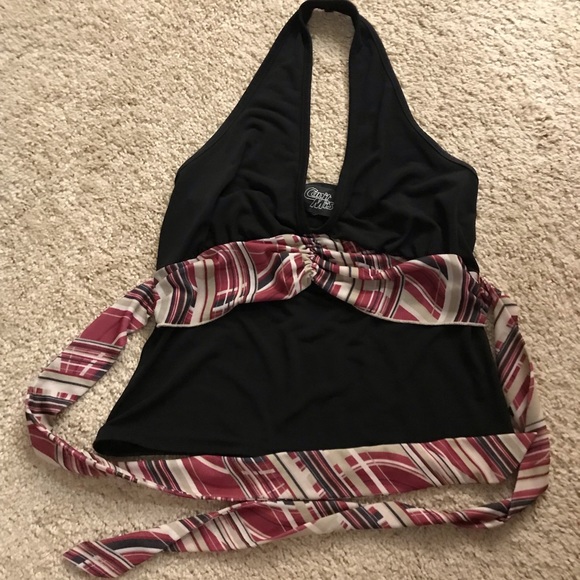 Old 90s vintage halter with ties burgundy - Picture 4 of 4